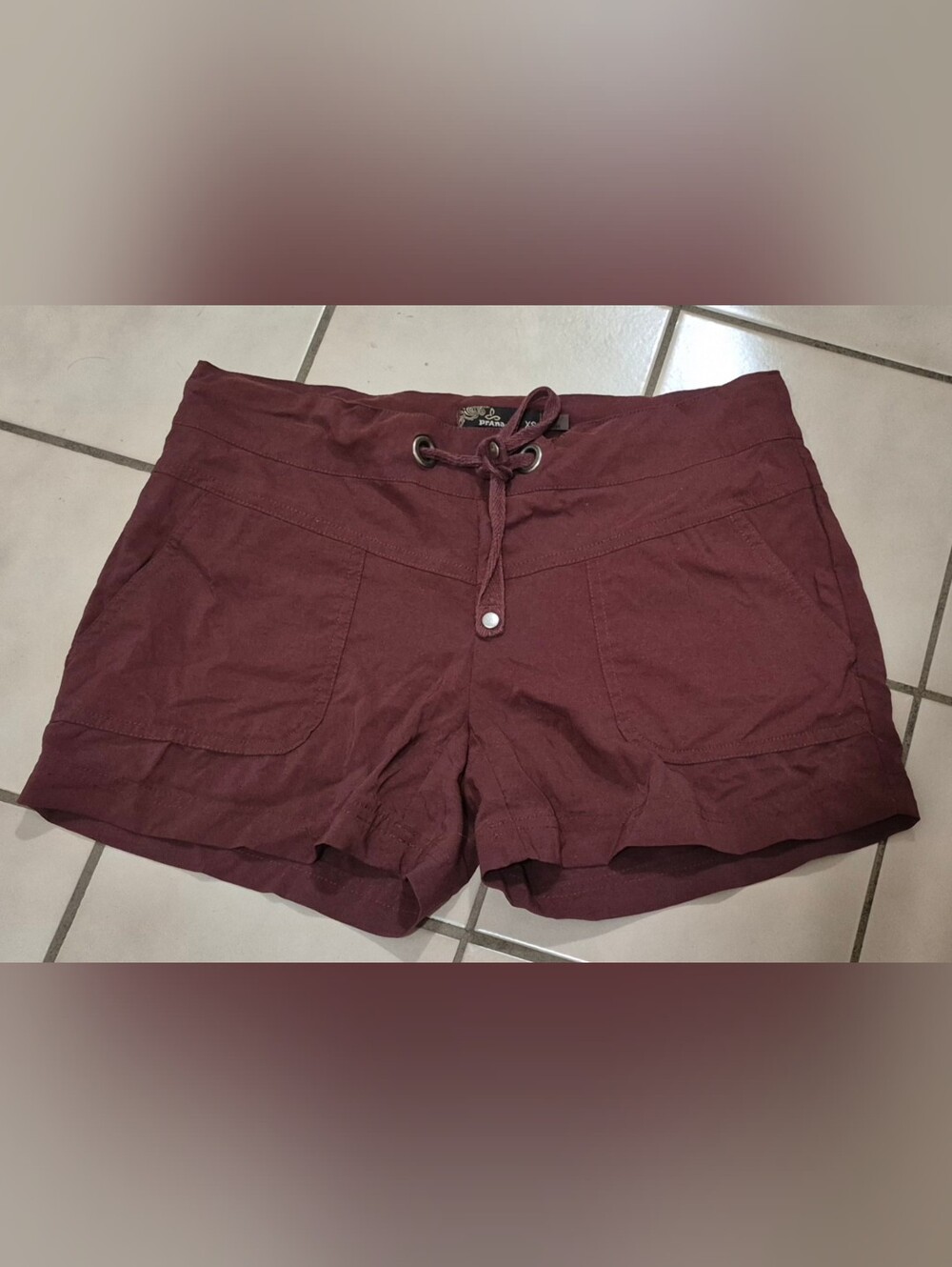 prAna Bliss Burgundy Drawstring Hiking Shorts XS